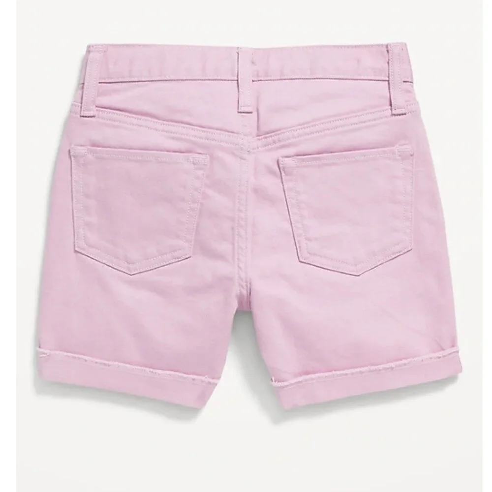 Old Navy High-Waisted Double-Rolled-Cuff Midi Shorts for Girls in Pink 5